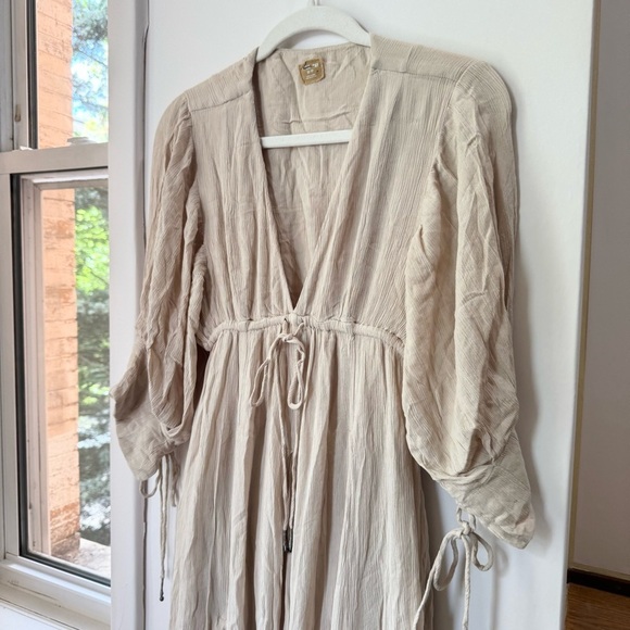 Free People Just Like Paradise Maxi Dress Summer Sundress Sleeves Cream - Picture 6 of 10